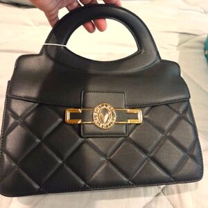 Elegant Black Quilted Handbag By Valentino Orlandi